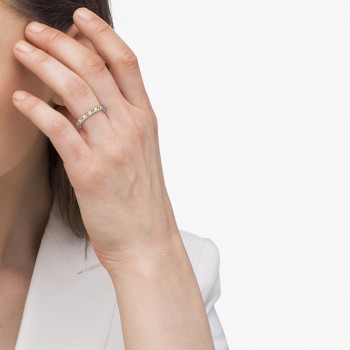 Yellow & Lab White Diamond Wedding Band Anniversary Ring in 14k White Gold (0.75ct)