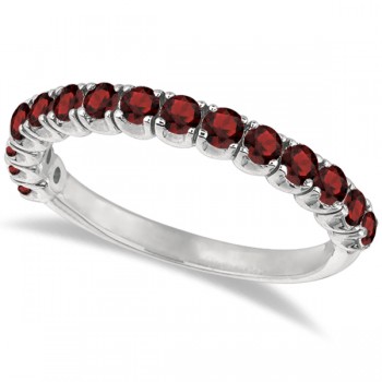 Garnet Semi-Eternity Ring Band 14k White Gold (1.09ct)