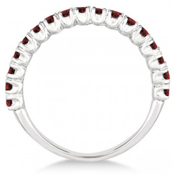 Half-Eternity Pave-Set Garnet Stacking Ring 14k White Gold (0.95ct)