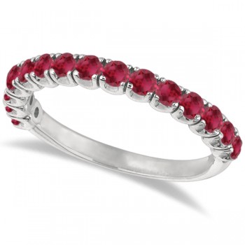 Ruby Semi-Eternity Ring Anniversary Band 14k White Gold (1.09ct)