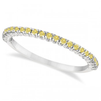 Half-Eternity Pave Lab Yellow Lab Grown Diamond Stacking Ring 14k White Gold (0.25ct)