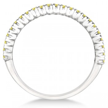 Half-Eternity Pave Yellow Diamond Stacking Ring 14k White Gold (0.25ct)