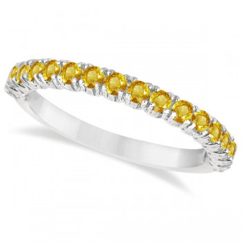 Half-Eternity Pave-Set Yellow Sapphire Stack Ring 14k White Gold (0.95ct)