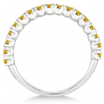 Half-Eternity Pave-Set Yellow Sapphire Stack Ring 14k White Gold (0.95ct)