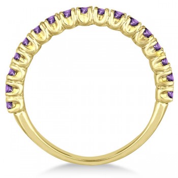 Half-Eternity Pave-Set Amethyst Stacking Ring 14k Yellow Gold (0.95ct)