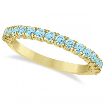 Half-Eternity Pave-set Aquamarine Stacking Ring 14k Yellow Gold (0.95ct)