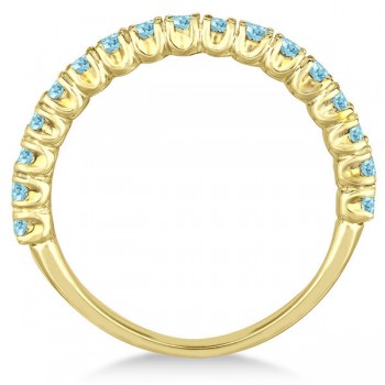 Half-Eternity Pave-set Aquamarine Stacking Ring 14k Yellow Gold (0.95ct)