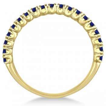 Half-Eternity Pave Thin Blue Sapphire Stack Ring 14k Yellow Gold (0.65ct)