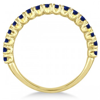 Half-Eternity Pave Blue Sapphire Stacking Ring 14k Yellow Gold (0.95ct)