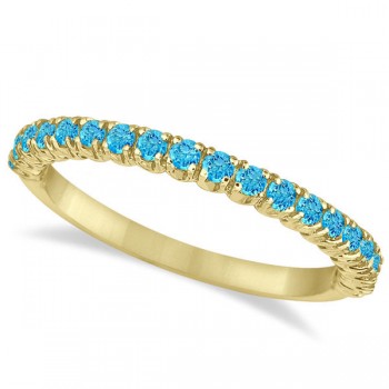 Half-Eternity Pave Thin Blue Topaz Stack Ring 14k Yellow Gold (0.65ct)