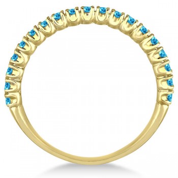 Half-Eternity Pave Thin Blue Topaz Stack Ring 14k Yellow Gold (0.65ct)