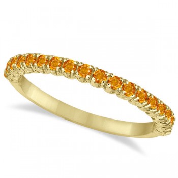 Half-Eternity Pave-Set Thin Citrine Stack Ring 14k Yellow Gold (0.65ct)