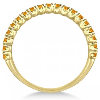 Half-Eternity Pave-Set Thin Citrine Stack Ring 14k Yellow Gold (0.65ct)