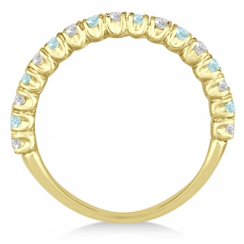 Aquamarine & Diamond Wedding Band Anniversary Ring in 14k Yellow Gold (0.75ct)