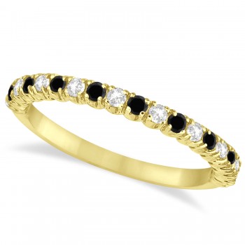 Black & White Diamond Wedding Band Anniversary Ring in 14k Yellow Gold (0.50ct)