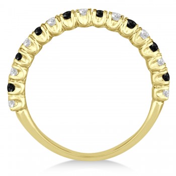 Black & Lab White Diamond Wedding Band Anniversary Ring in 14k Yellow Gold (0.75ct)