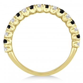 Black & White Diamond Wedding Band Anniversary Ring in 14k Yellow Gold (0.75ct)