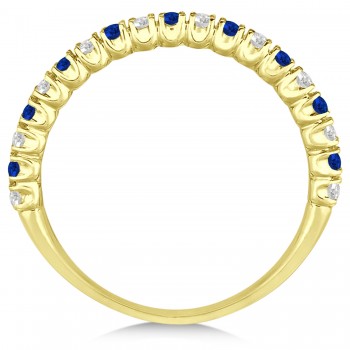 Lab Blue Sapphire & Lab Grown Diamond Wedding Band Anniversary Ring in 14k Yellow Gold (0.50ct)