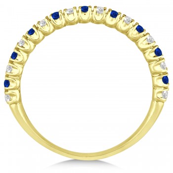 Blue Sapphire & Diamond Wedding Band Anniversary Ring in 14k Yellow Gold (0.50ct)