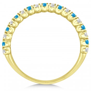 Blue Topaz & Diamond Wedding Band Anniversary Ring in 14k Yellow Gold (0.50ct)