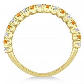 Citrine & Diamond Wedding Band Anniversary Ring in 14k Yellow Gold (0.75ct)