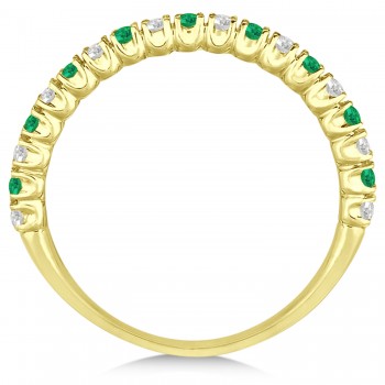 Lab Emerald & Lab Grown Diamond Wedding Band Anniversary Ring in 14k Yellow Gold (0.50ct)