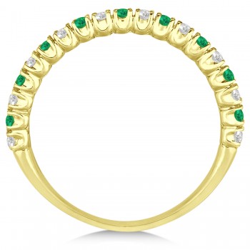 Emerald & Diamond Wedding Band Anniversary Ring in 14k Yellow Gold (0.50ct)