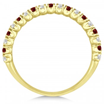 Garnet & Diamond Wedding Band Anniversary Ring in 14k Yellow Gold (0.50ct)