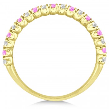 Lab Pink Sapphire & Lab Grown Diamond Wedding Band Anniversary Ring in 14k Yellow Gold (0.50ct)