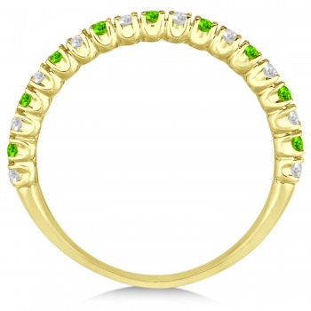 Peridot & Diamond Wedding Band Anniversary Ring in 14k Yellow Gold (0.50ct)