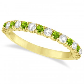 Peridot & Diamond Wedding Band Anniversary Ring in 14k Yellow Gold (0.75ct)