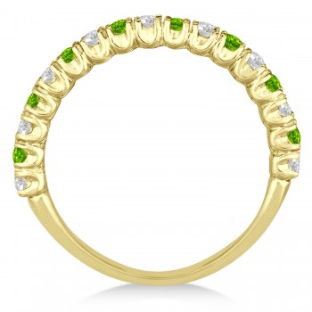 Peridot & Diamond Wedding Band Anniversary Ring in 14k Yellow Gold (0.75ct)