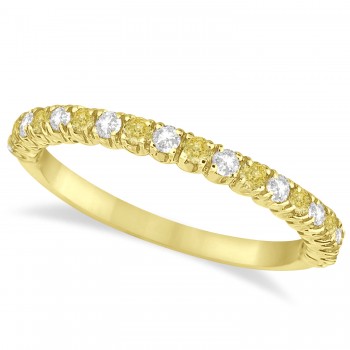 Yellow & White Diamond Wedding Band Anniversary Ring in 14k Yellow Gold (0.50ct)