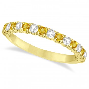 Yellow & White Diamond Wedding Band Anniversary Ring in 14k Yellow Gold (0.75ct)