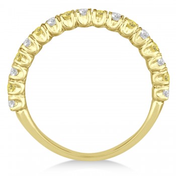 Yellow & White Diamond Wedding Band Anniversary Ring in 14k Yellow Gold (0.75ct)