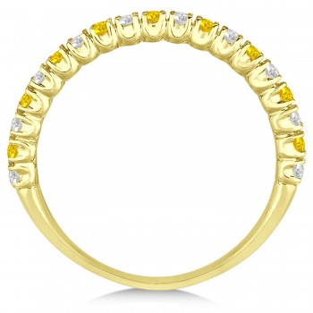 Yellow Sapphire & Diamond Wedding Band Anniversary Ring in 14k Yellow Gold (0.50ct)