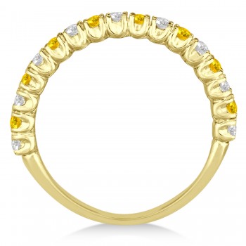 Yellow Sapphire & Diamond Wedding Band Anniversary Ring in 14k Yellow Gold (0.75ct)