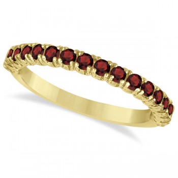 Half-Eternity Pave-Set Garnet Stacking Ring 14k Yellow Gold (0.95ct)