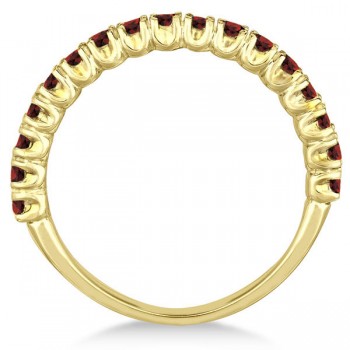 Half-Eternity Pave-Set Garnet Stacking Ring 14k Yellow Gold (0.95ct)