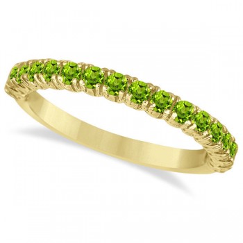 Half-Eternity Pave-Set Peridot Stacking Ring 14k Yellow Gold (0.95ct)