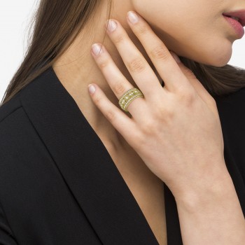 Vintage Style Byzantine Wide Band Lab Grown Diamond Ring 18k Yellow Gold (1.37ct)