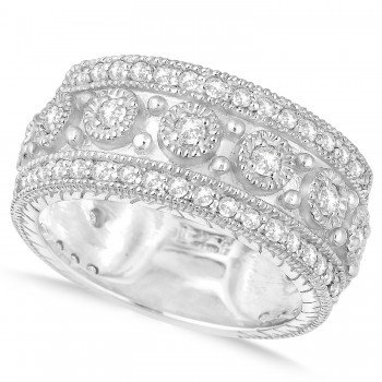 Diamond Byzantine Vintage Anniversary Band 14k White Gold (1.15ct)