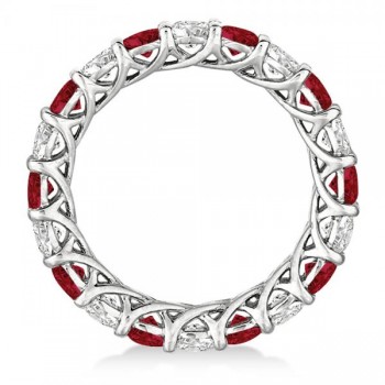 Luxury Diamond & Ruby Eternity Ring Band 14k White Gold (4.20ct)