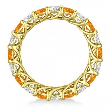 Luxury Diamond & Citrine Eternity Ring Band 14k Yellow Gold (4.20ct)