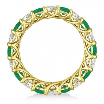 Luxury Diamond & Emerald Eternity Ring Band 14k Yellow Gold (4.20ct)