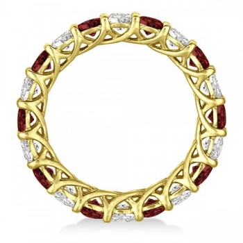 Luxury Diamond & Garnet Eternity Ring Band 14k Yellow Gold (4.20ct)
