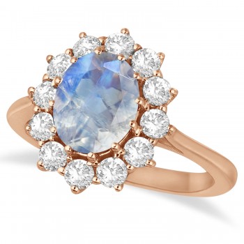 Oval Moonstone and Diamond Ring 18k Rose Gold (2.80ctw)