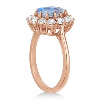 Oval Moonstone and Diamond Ring 18k Rose Gold (2.80ctw)