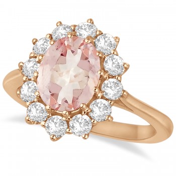 Oval Morganite and Diamond Ring 18k Rose Gold (3.60ctw)