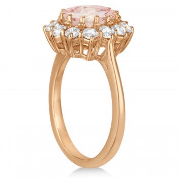 Oval Morganite and Diamond Ring 18k Rose Gold (3.60ctw)